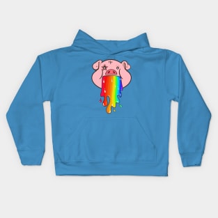 Pig vomiting a rainbow Kids Hoodie